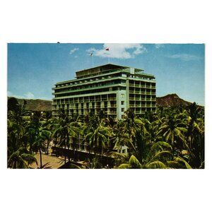 Vintage Postcard The Reef Tower Hotel Waikiki Hawaii Scenic View Vacation Palms